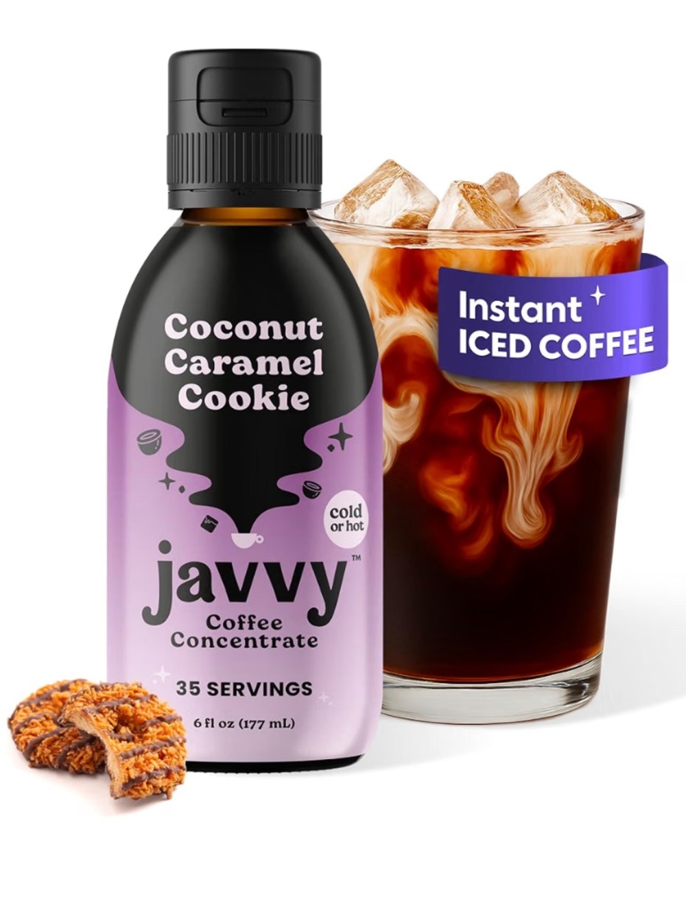 Javvy Cold Brew Coffee Concentrate Instant Coffee Coconut Caramel Cookie